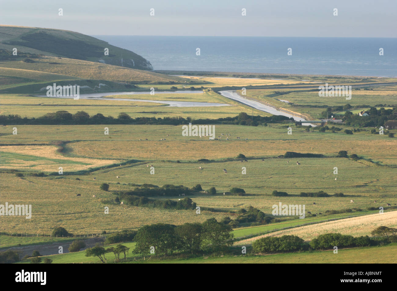 View looking towards Cuckmere Haven Sussex England Summer Stock Photo
