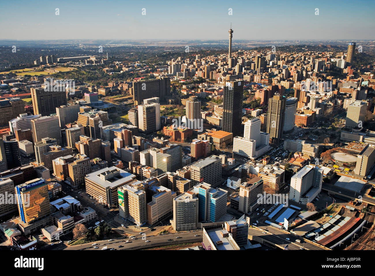 Aerial View over Johannesburg CBD and Hillbrow Highrise Stock Photo Alamy