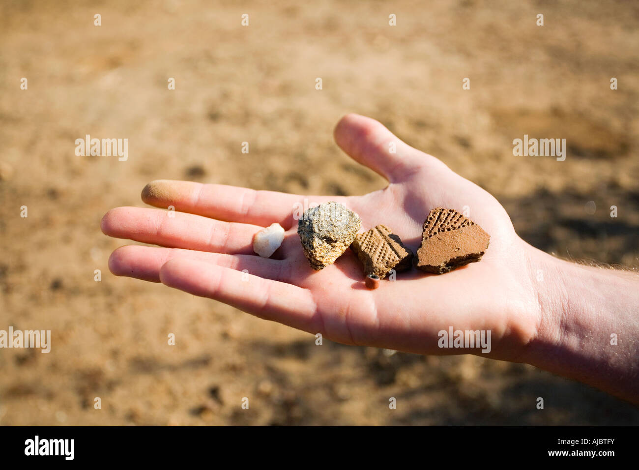 Quartz;Mica and Clay Pot Remnants Stock Photo