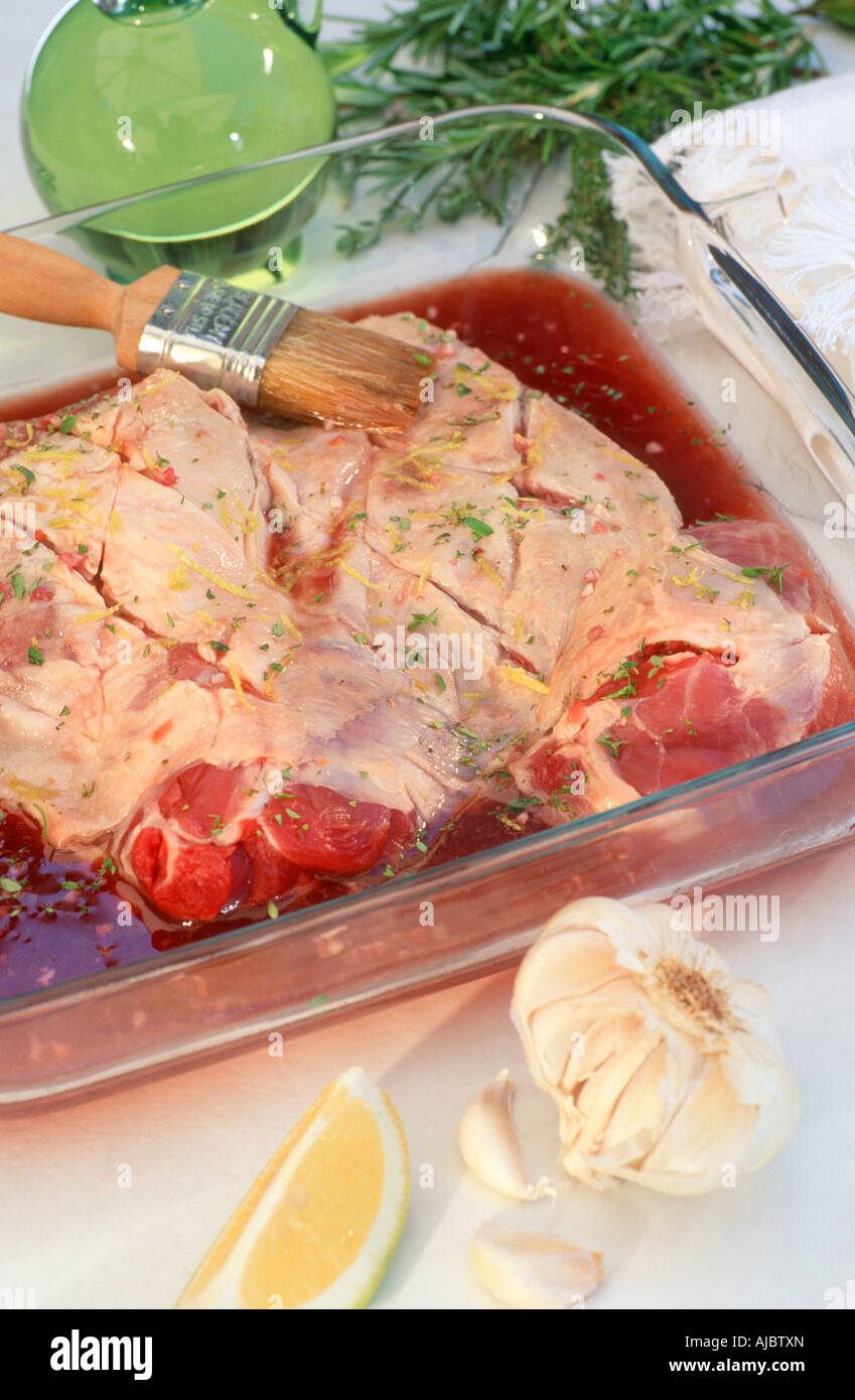 Deboned Leg of Lamb in Wine Marinade Stock Photo - Alamy