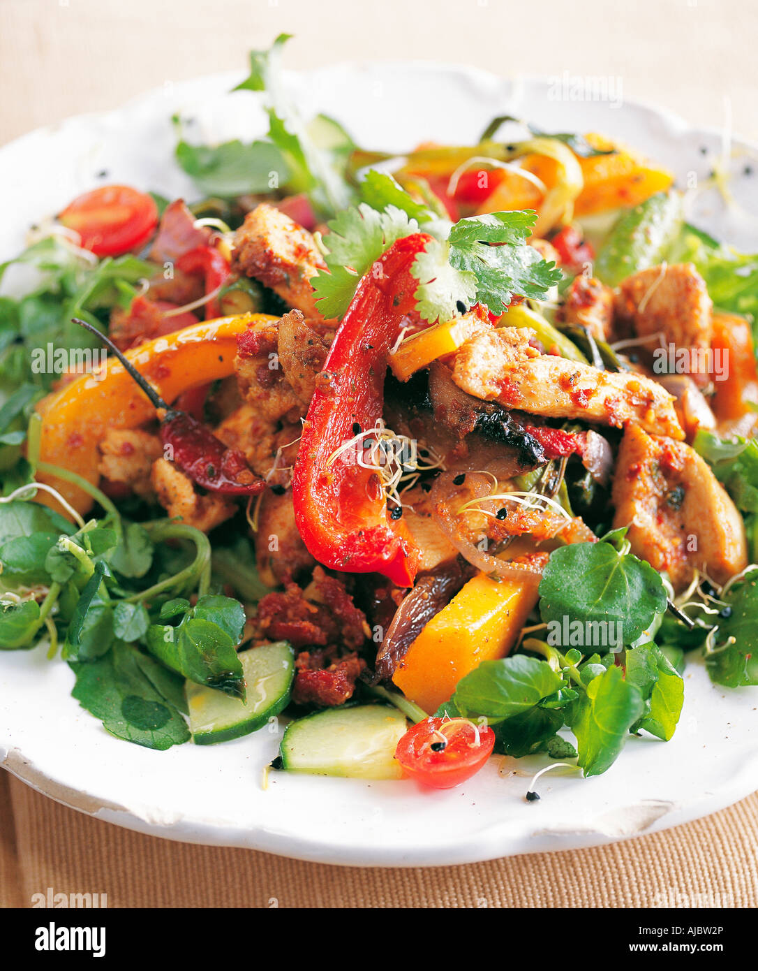 Moroccan Chicken and Roasted Vegetable Salad Stock Photo Alamy