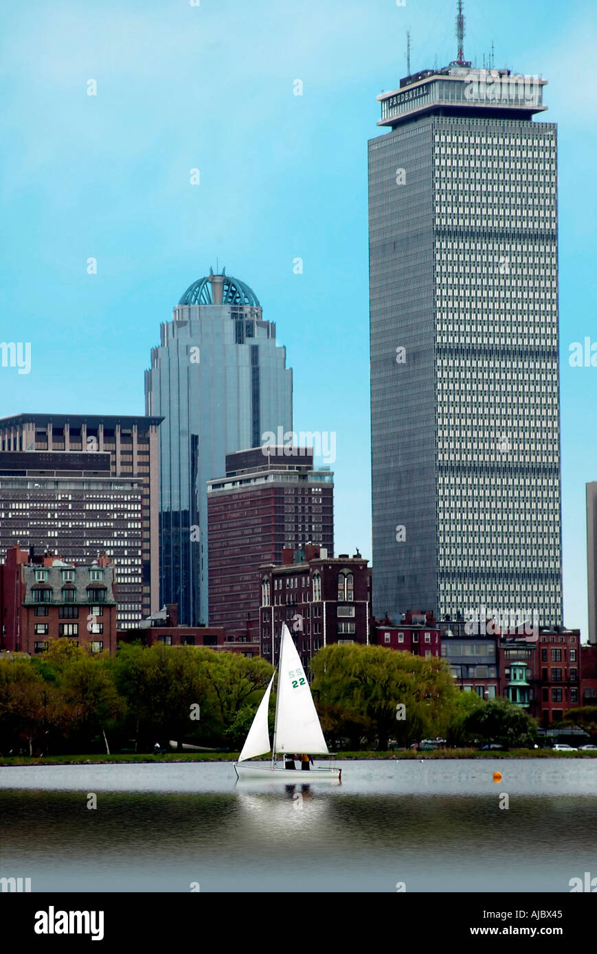 Boston City Skyline Sailing On The Charles River Architecture Stock