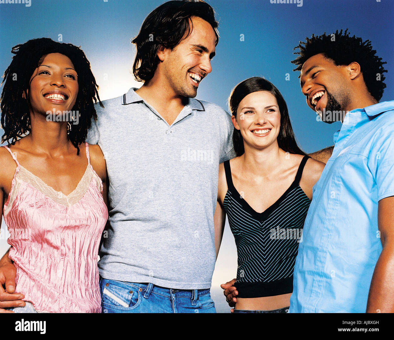 African and Caucasian Couple - Low Angle View Stock Photo - Alamy