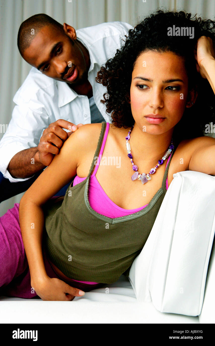 Young African Couple in Disagreement Stock Photo