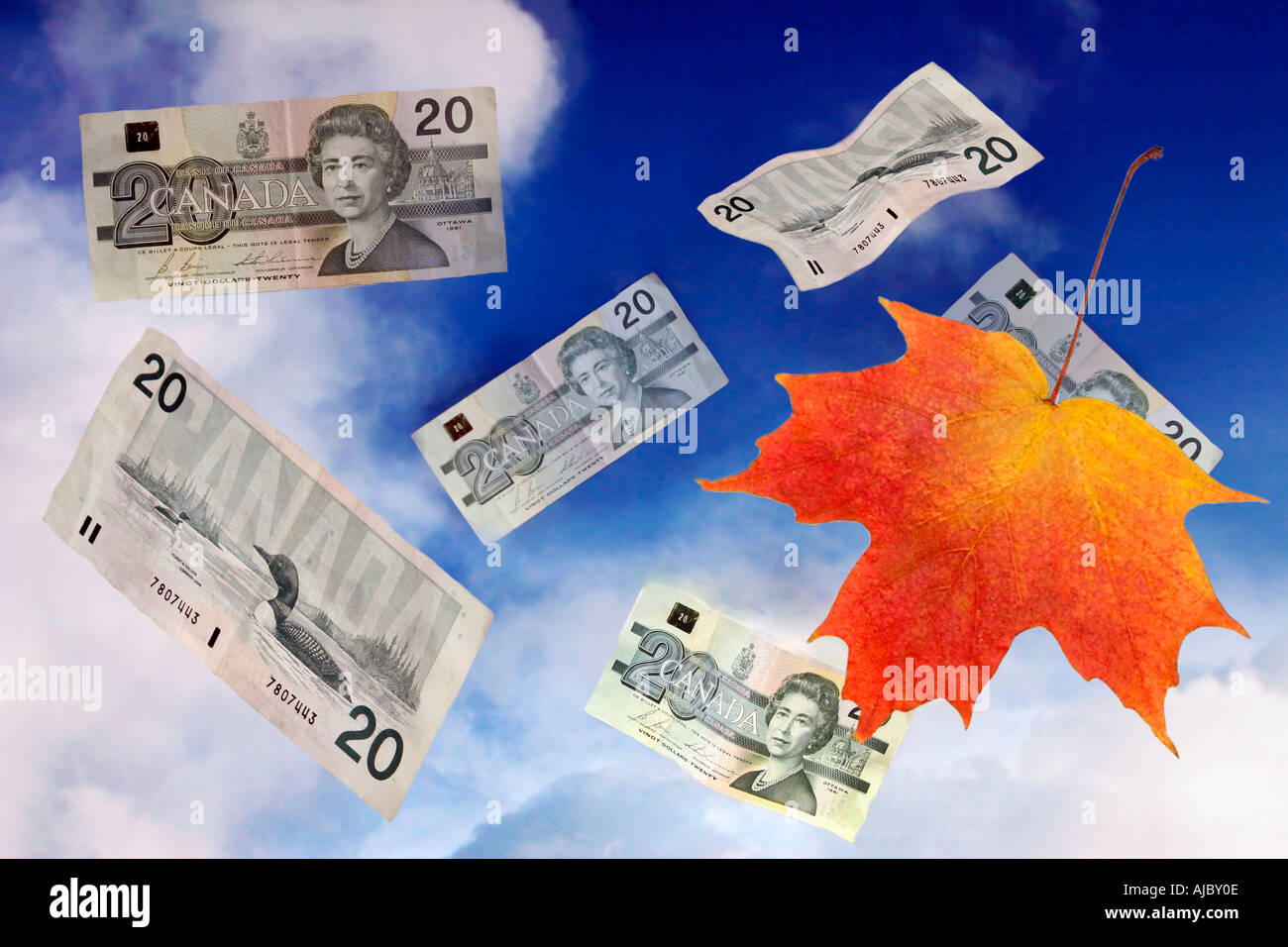 Canadian money falling hi-res stock photography and images - Alamy