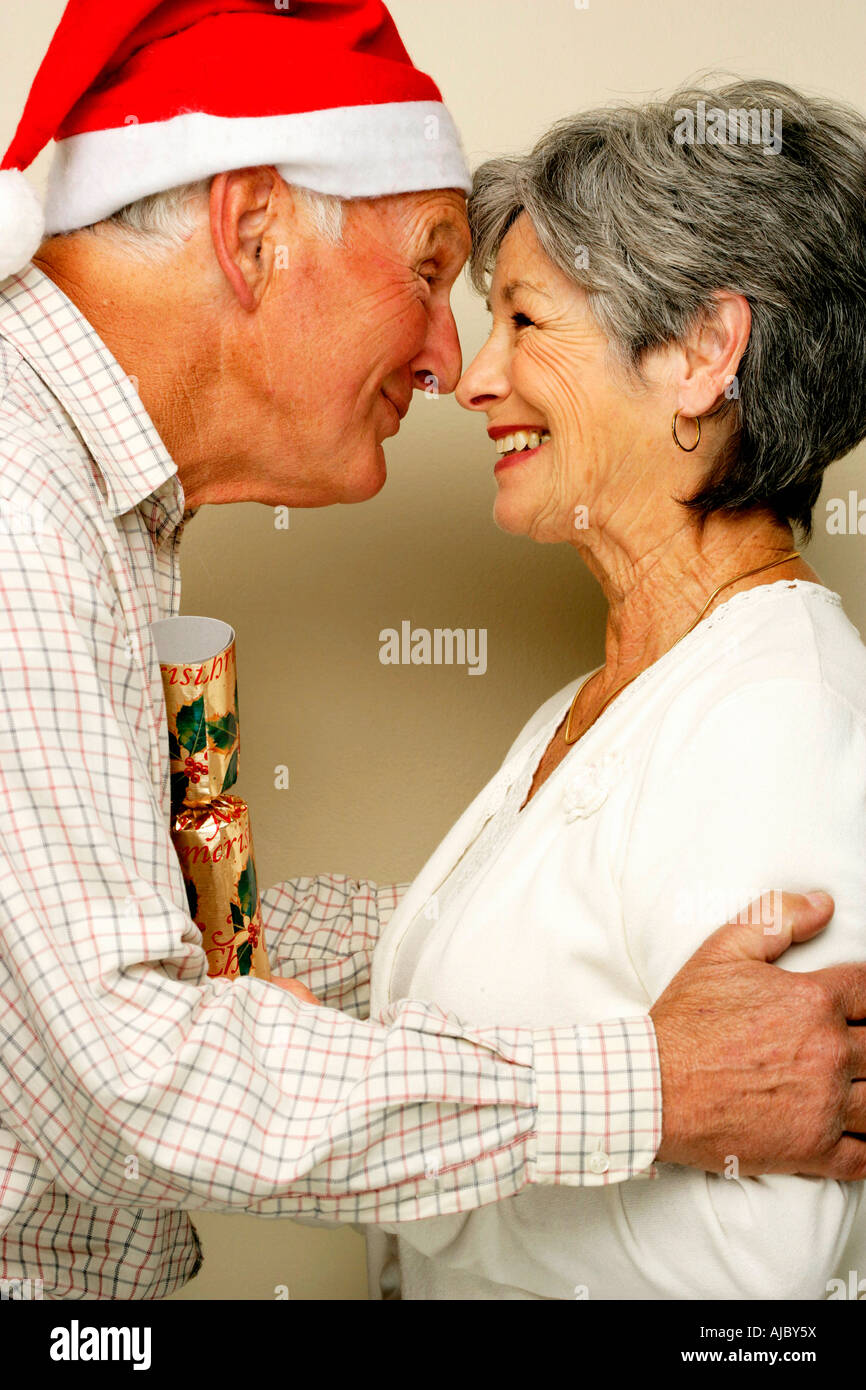 Portrait of a Mature Couple at Christmas Stock Photo