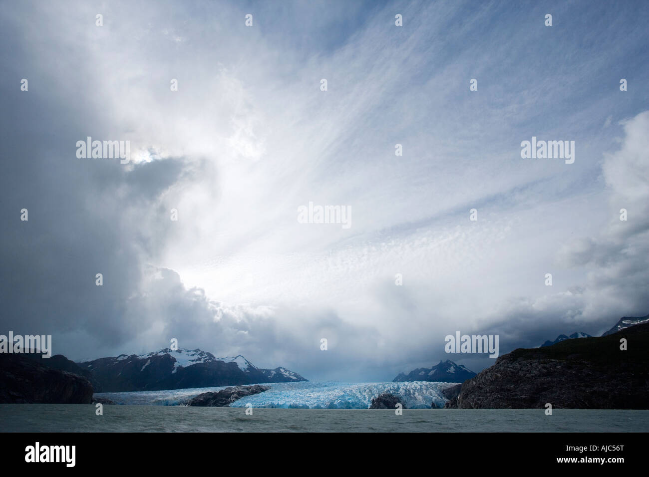 Scenic View of Moody Skies Over Glacier Grey Stock Photo