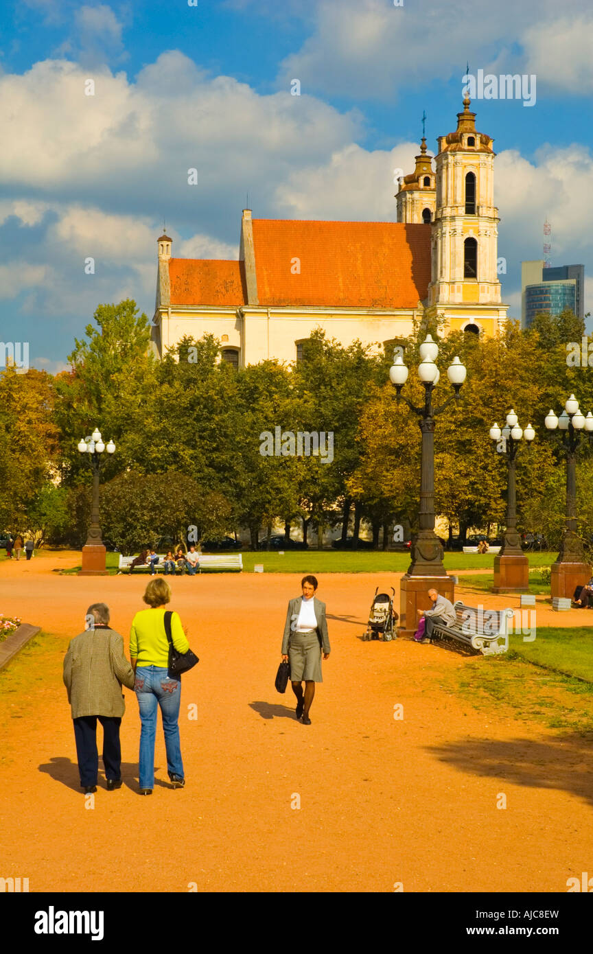 Lukiskiu aikste park central Vilnius Lithuania Europe Stock Photo
