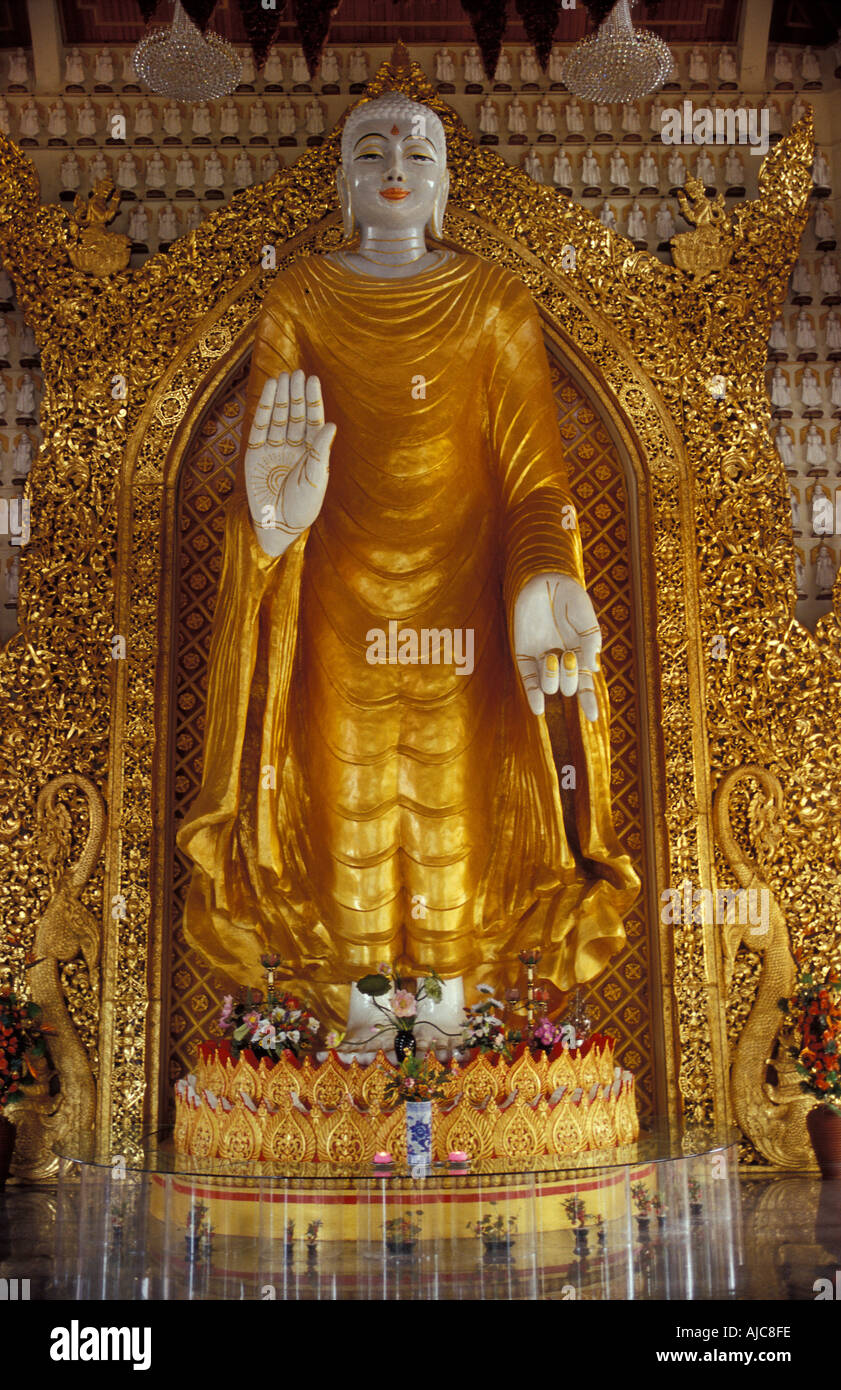 Large Buddha statue at Dhammikarama Burmese Buddhist Temple The oldest Buddhist temple in Penang Malaysia Stock Photo