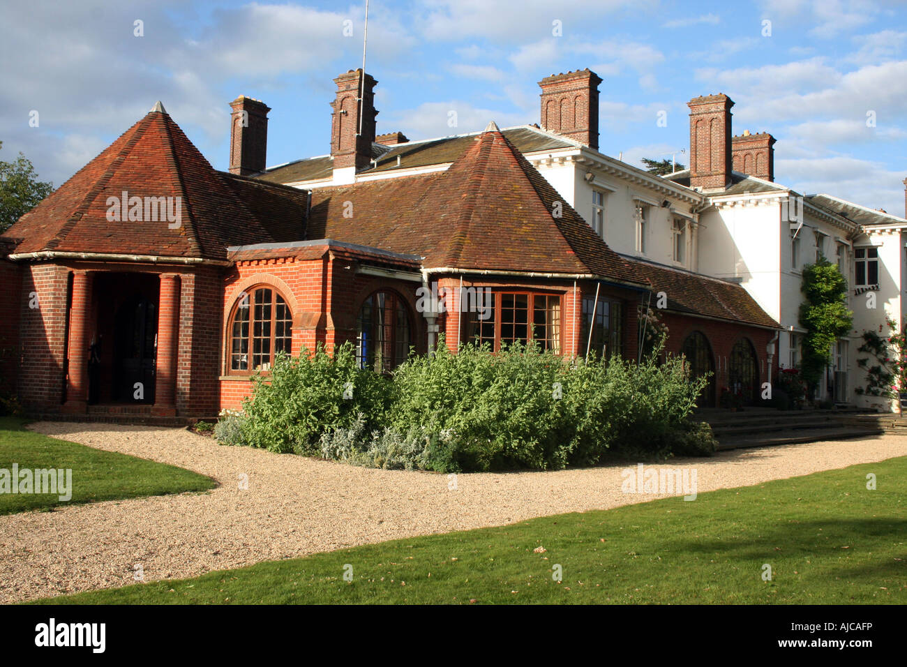 View of the victorian mansion owned by Verve venues, Oxfordshire. Stock Photo