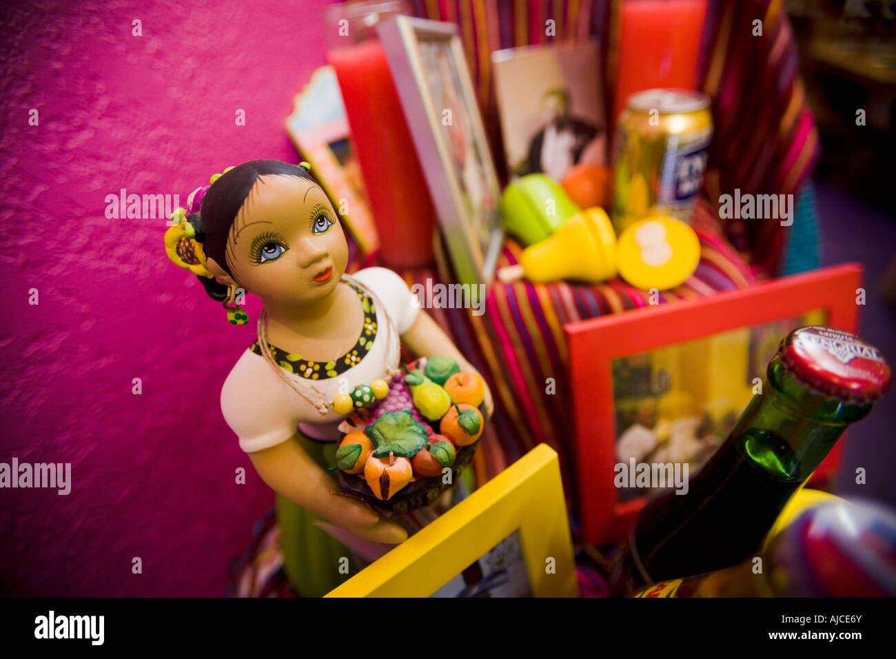 An altar at Mama s Hot Tamales Restaurant at Macarthur Park Los Angeles California USA Stock