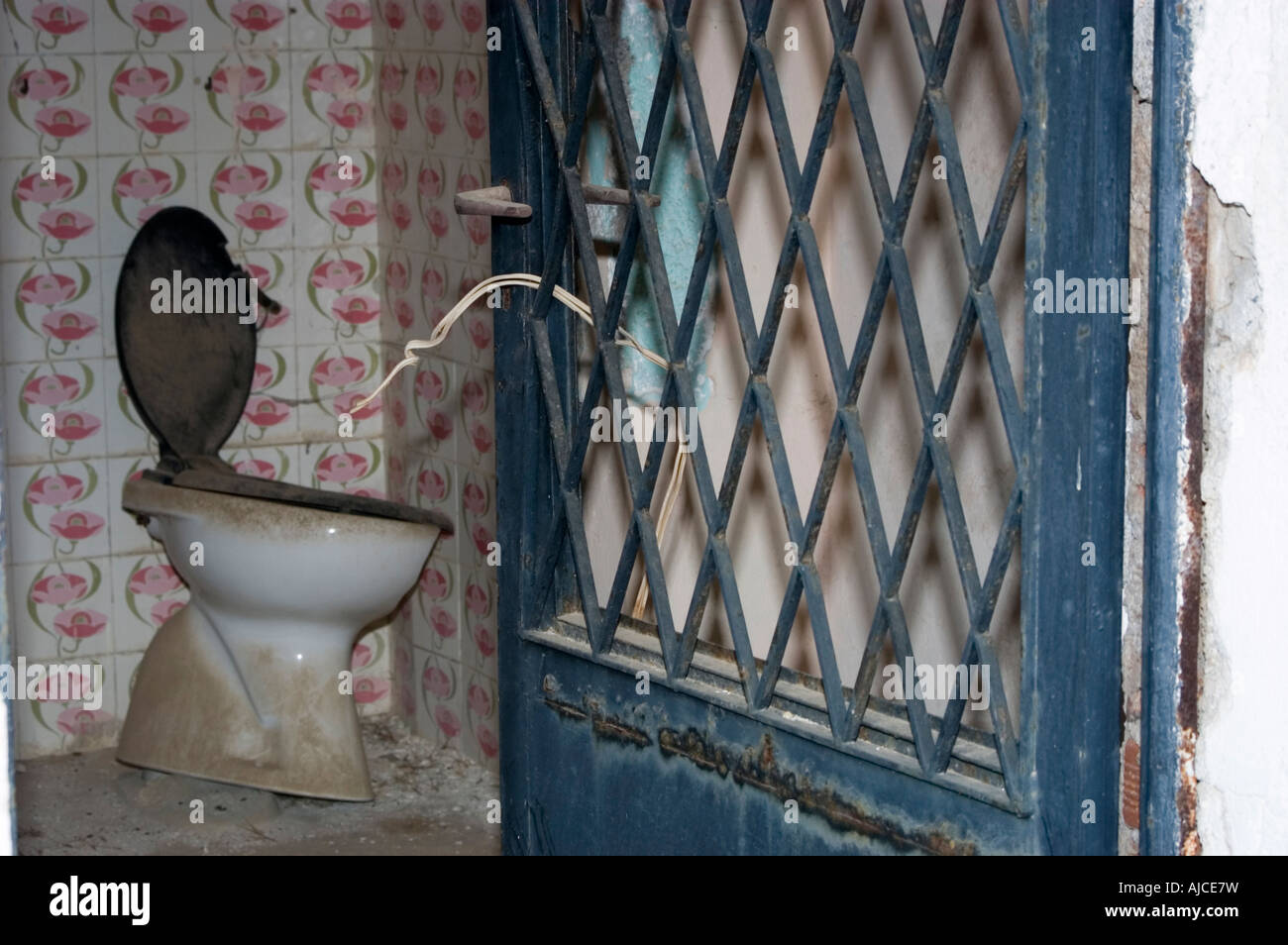 old toilet in an abandoned house Stock Photo