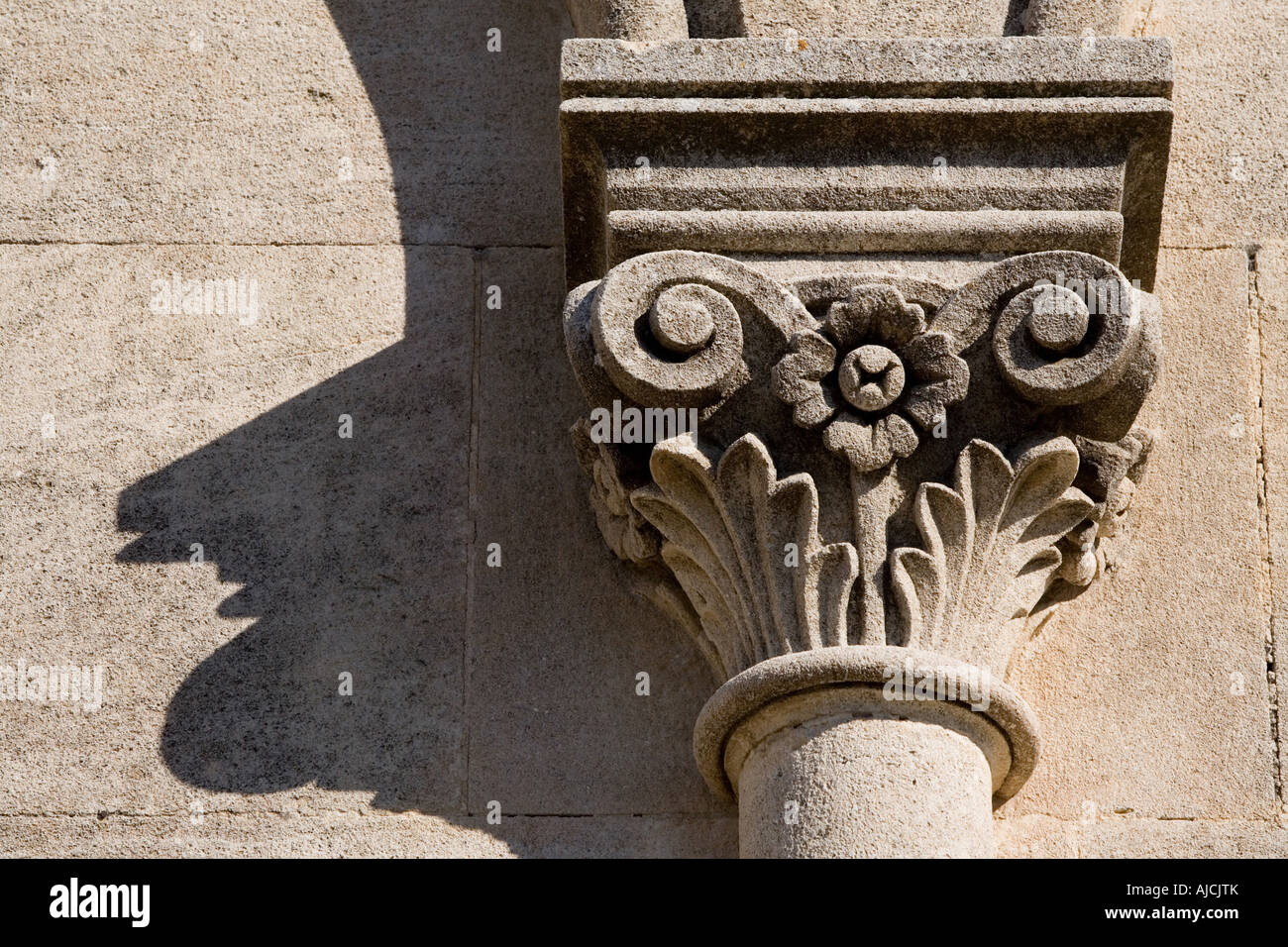 Architectural detail of a carved stone column Stock Photo