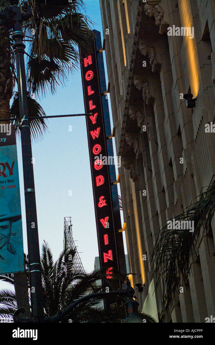 Hollywood and Vine sign in Los Angeles California Stock Photo