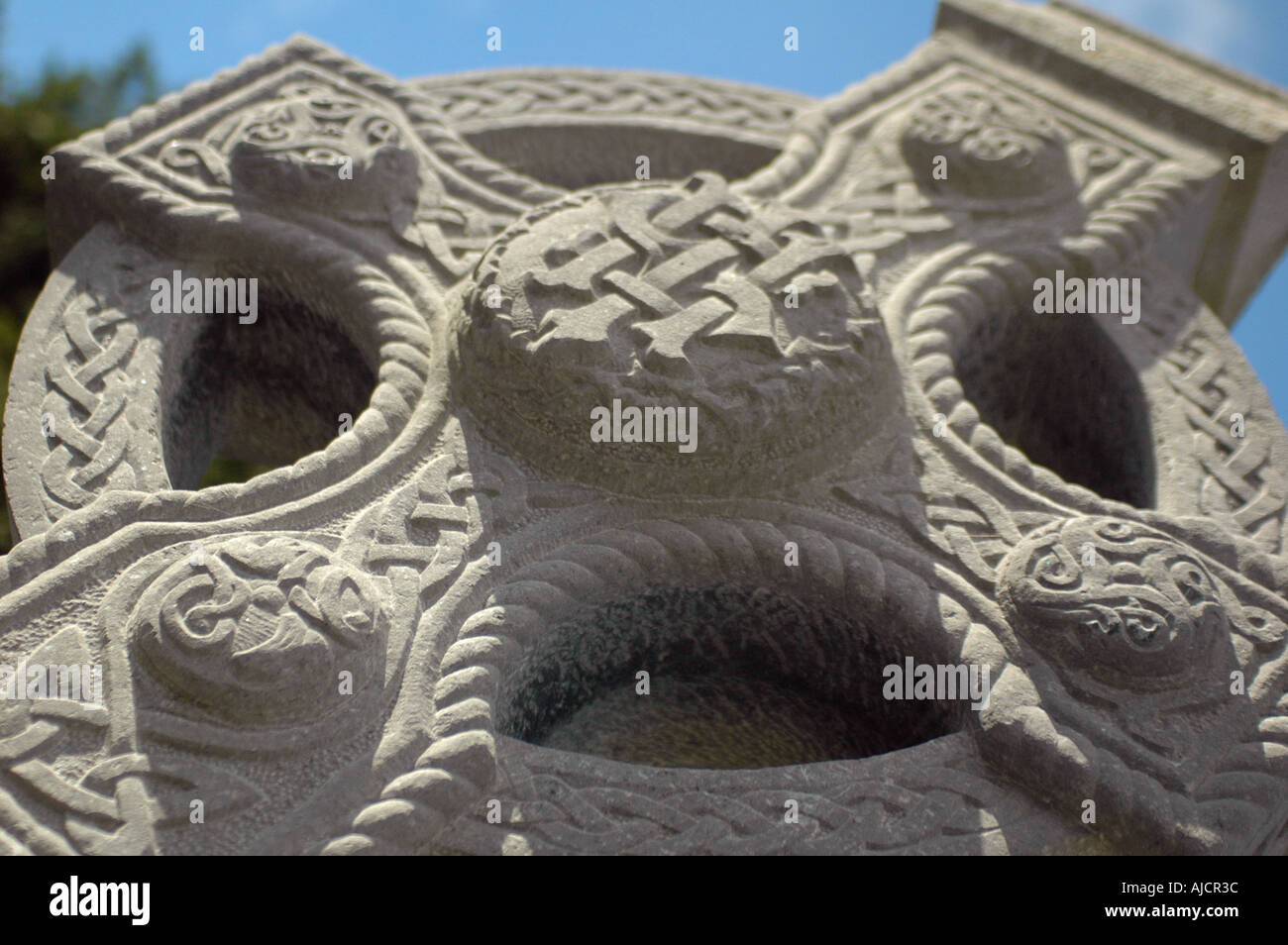 Celtic grave stone cross in the Abbey graveyard at Cong county Mayo