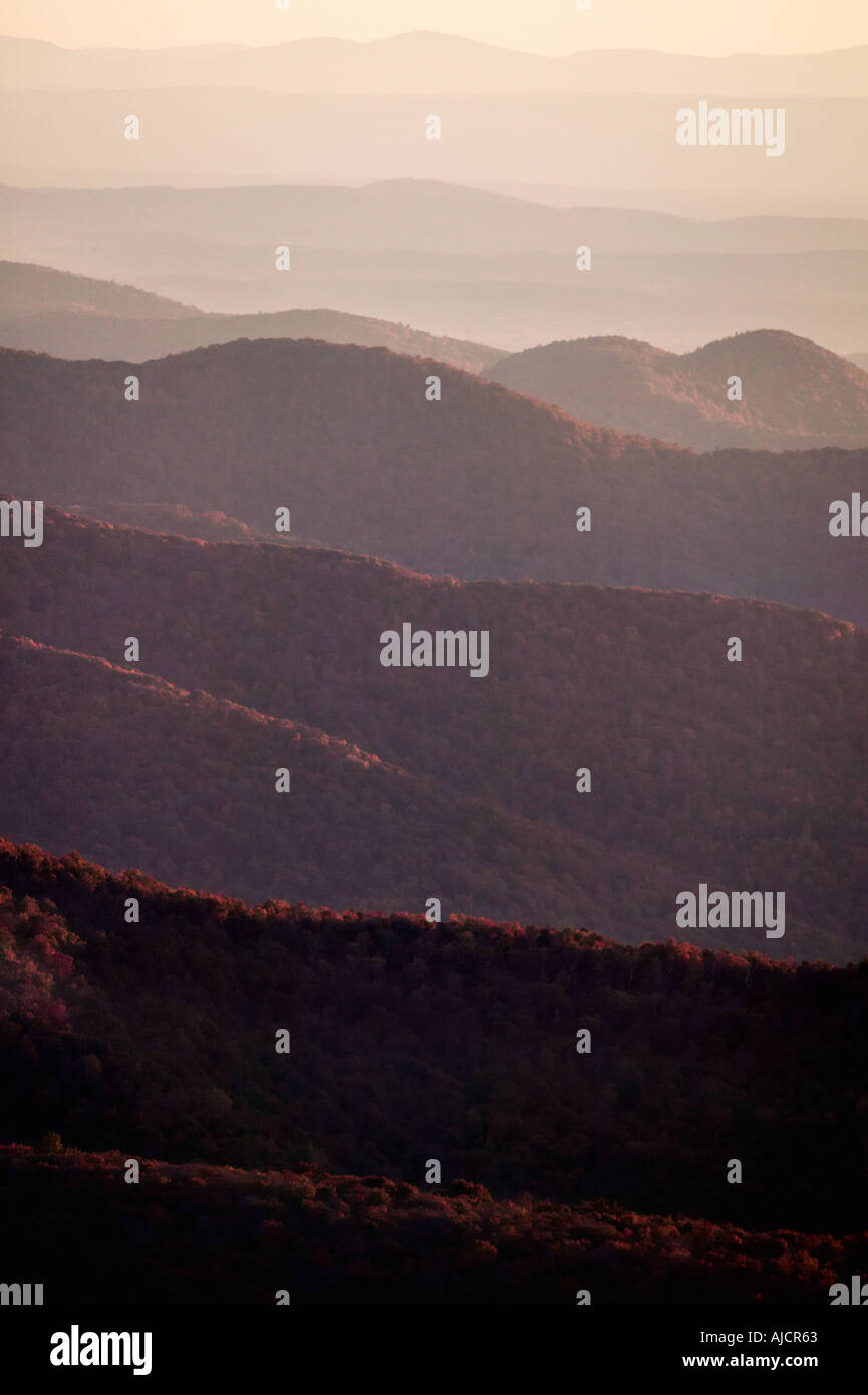 Layered Hills from Mount Equinox, Vermont, USA Stock Photo