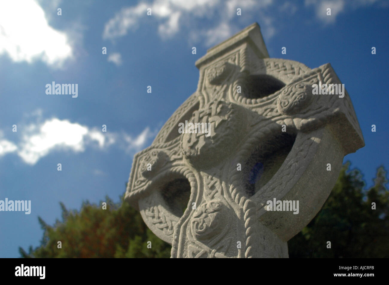 Grave stone cross in the Abbey graveyard at Cong county Mayo Ireland