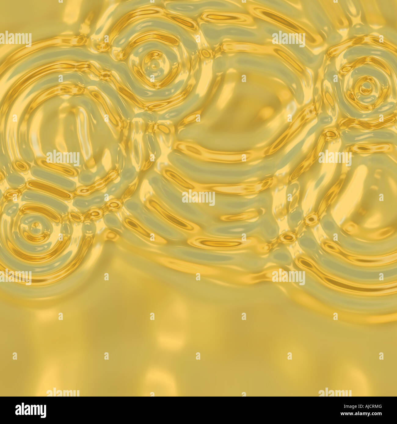 a very large illustration of ripples in molten gold metal Stock Photo