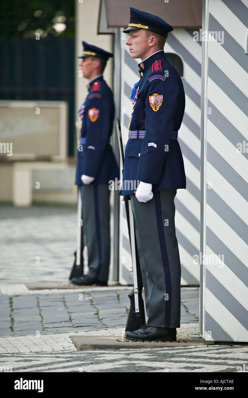 Palace Guards are a common sight at Prague Castle Prague Czech Republic Stock Photo