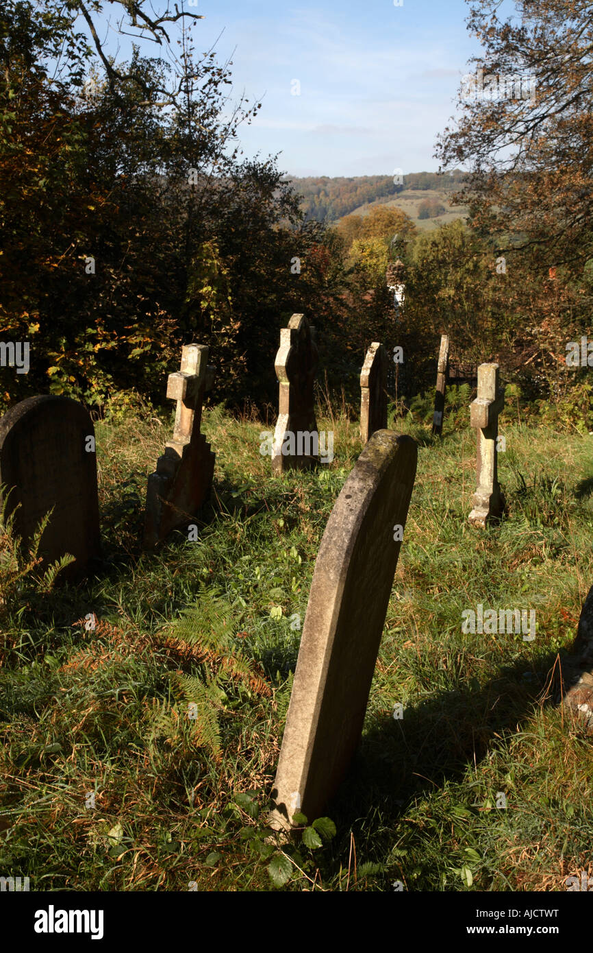 Gravestones Graveyard Holy Trinity Church Westcott Surrey England Stock Photo