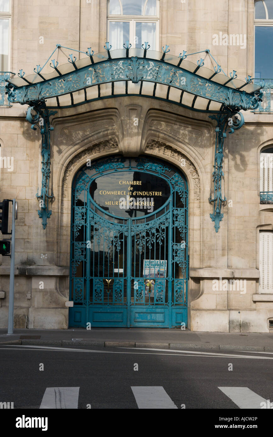 Art Nouveau entrance to the Chamber of Commerce and industry at Nancy Lorraine France Stock Photo