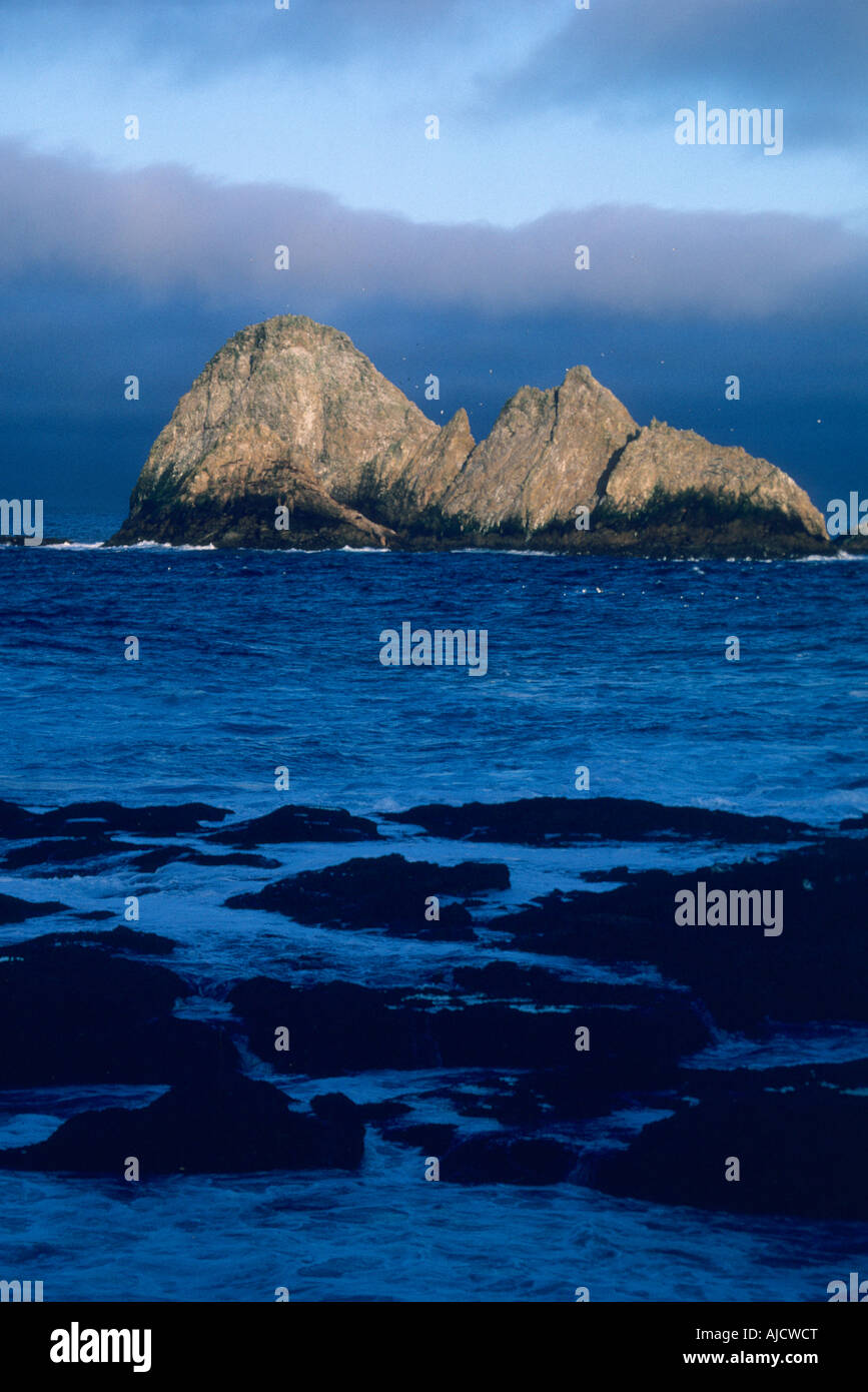 Island at sunset, Farallon Islands, near San Francisco California Stock