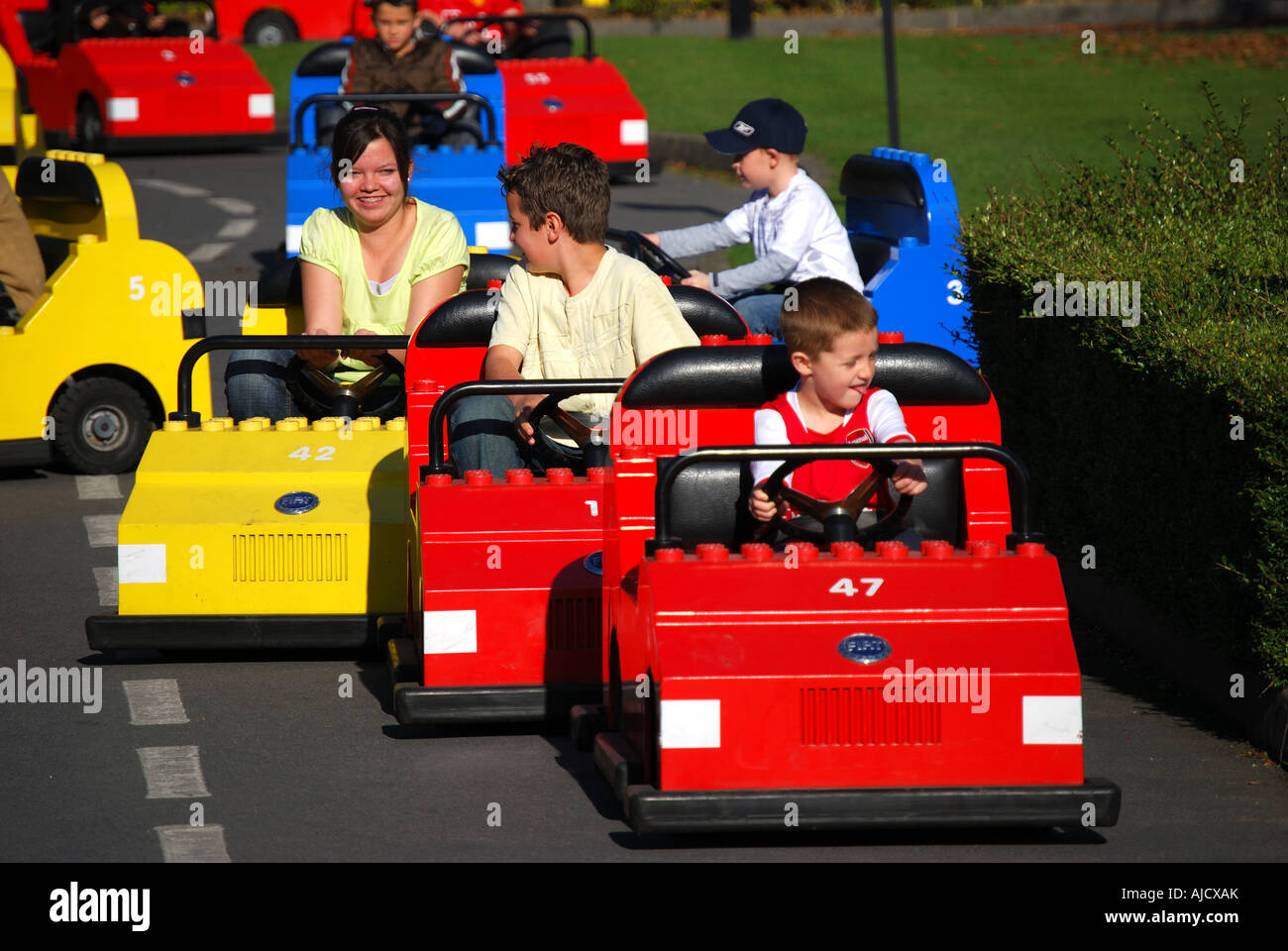Children in electric cars, Driving School, Legoland Windsor, Windsor