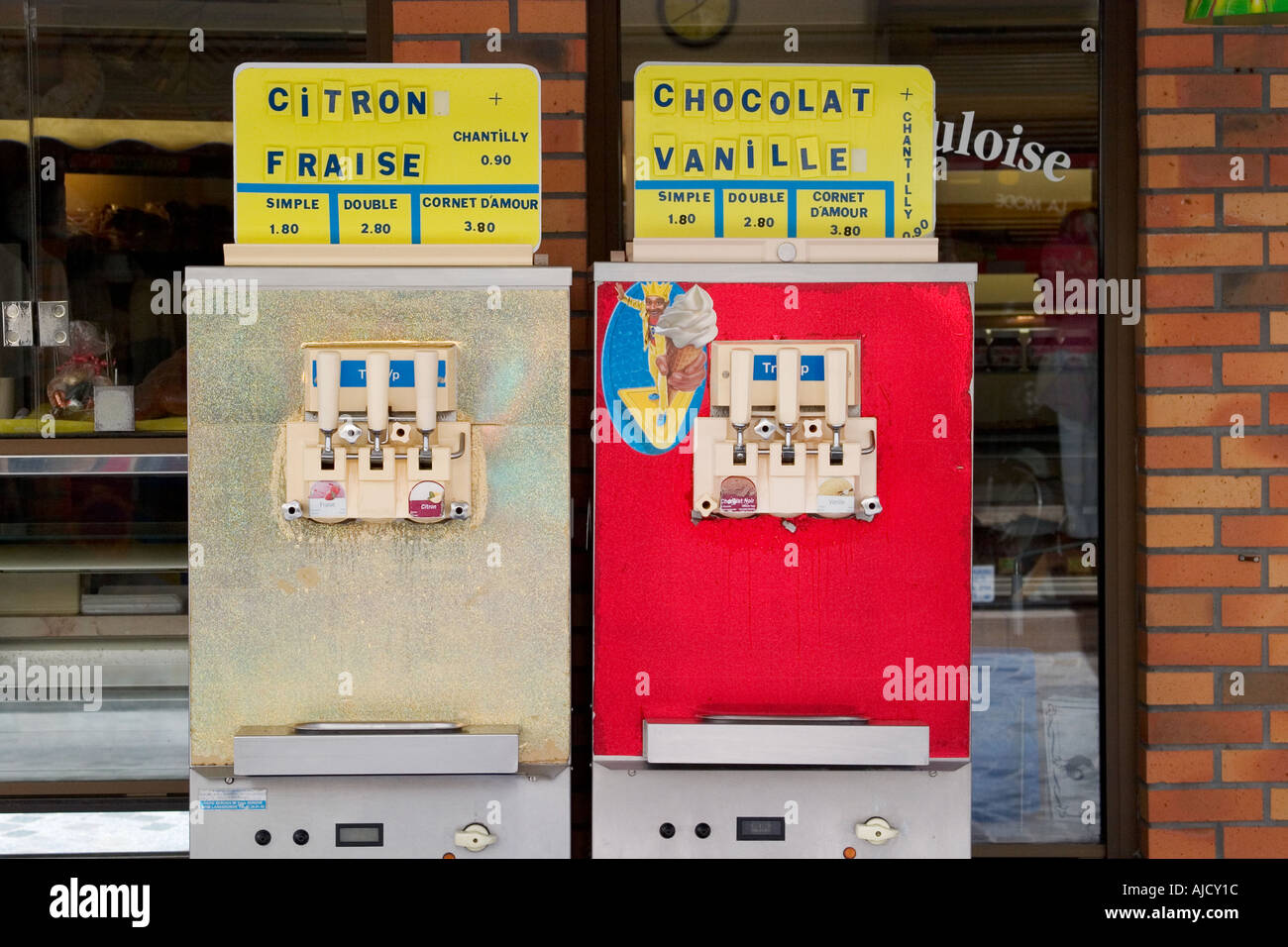 French Ice Cream dispenser machines St Gilles Croix du Vie France Stock