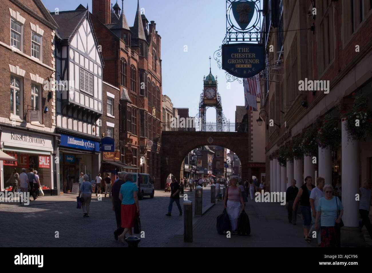 Eastgate Street and clock Chester Stock Photo