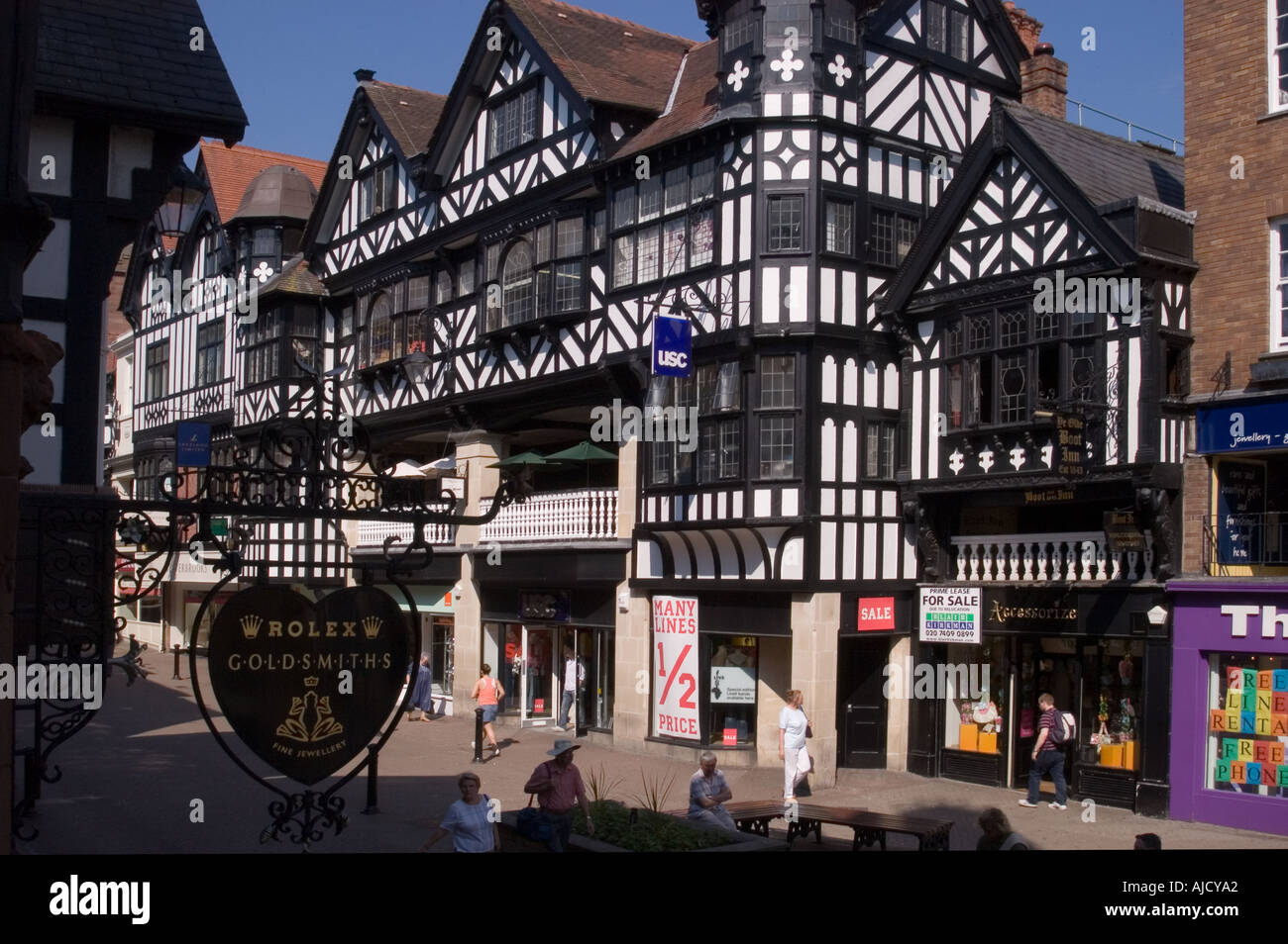 Eastgate Street and The Rows Chester Stock Photo