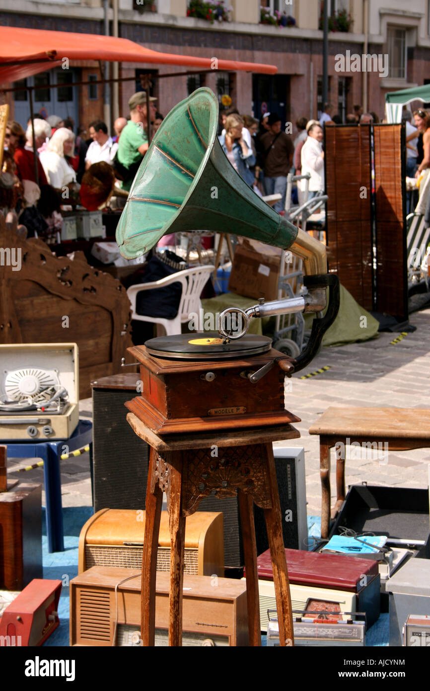 Old Grammaphone Record Player For Sale On Stall At The Braderie