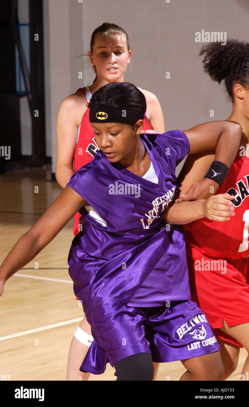 Action from youth girls basketball game Stock Photo Alamy