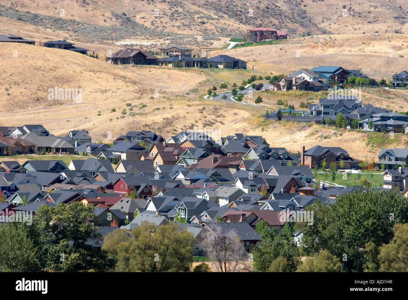 New homes built on the foothills in Boise Idaho Stock Photo
