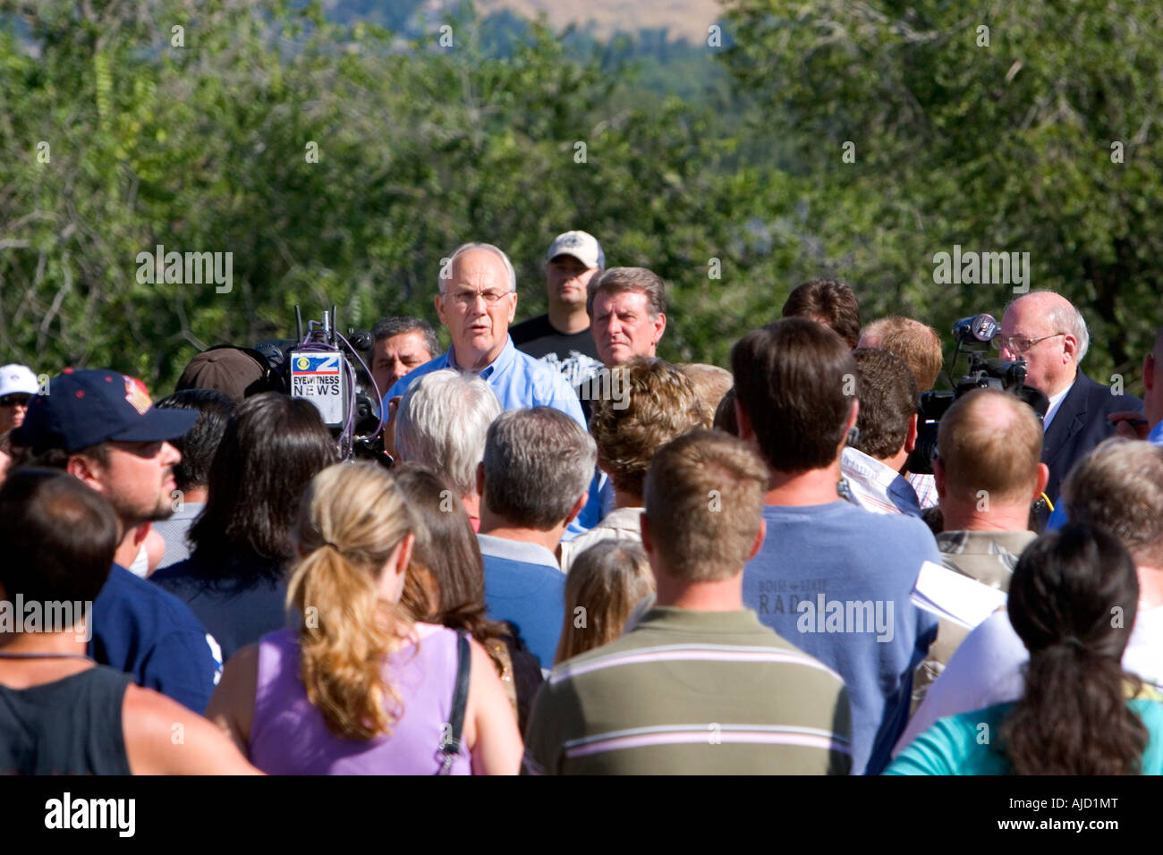 Idaho Senator Larry Craig speaks at a press conference in Boise Idaho Stock Photo