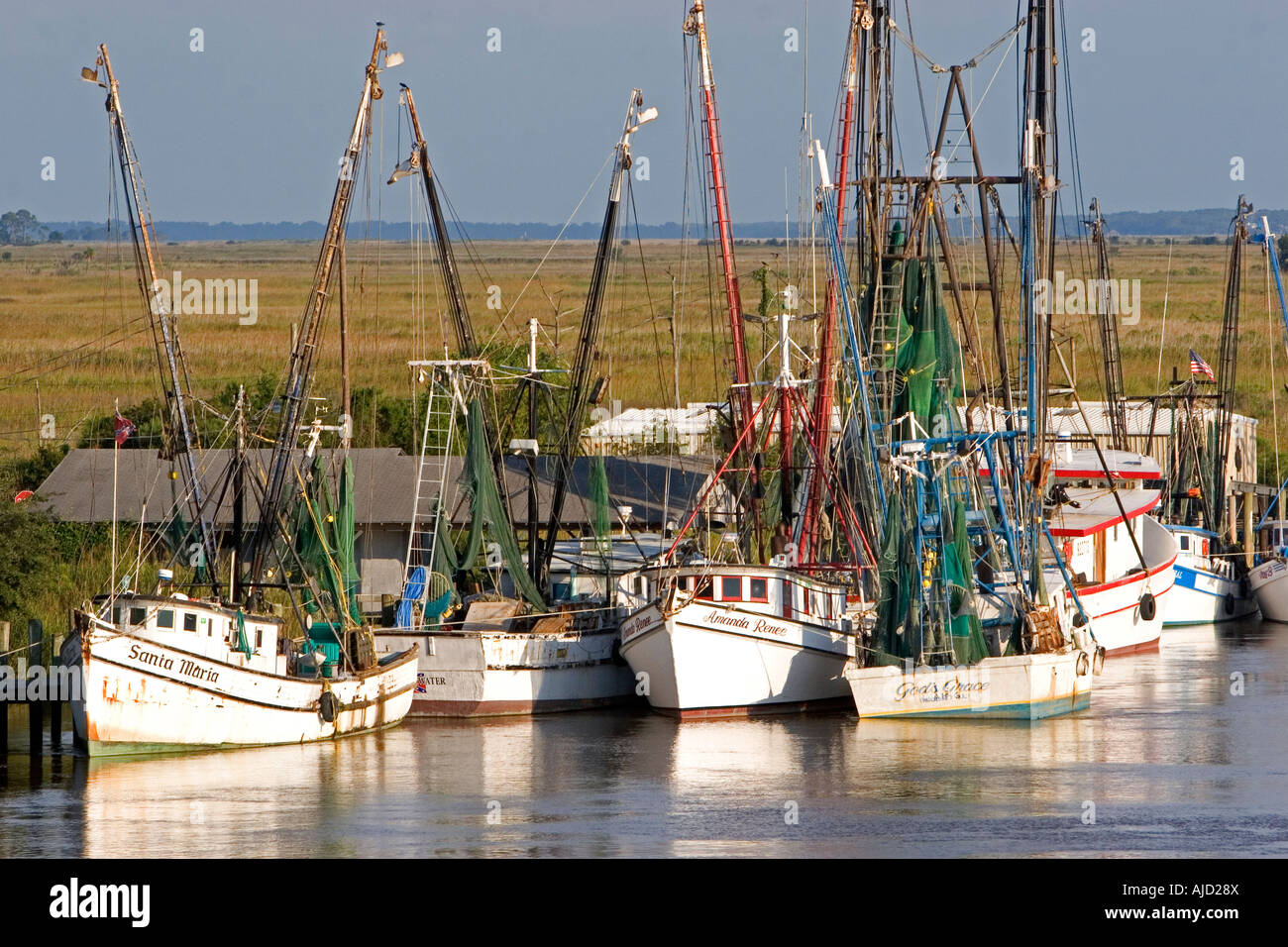 Shrimp boats docked at Darien Stock Photo Alamy