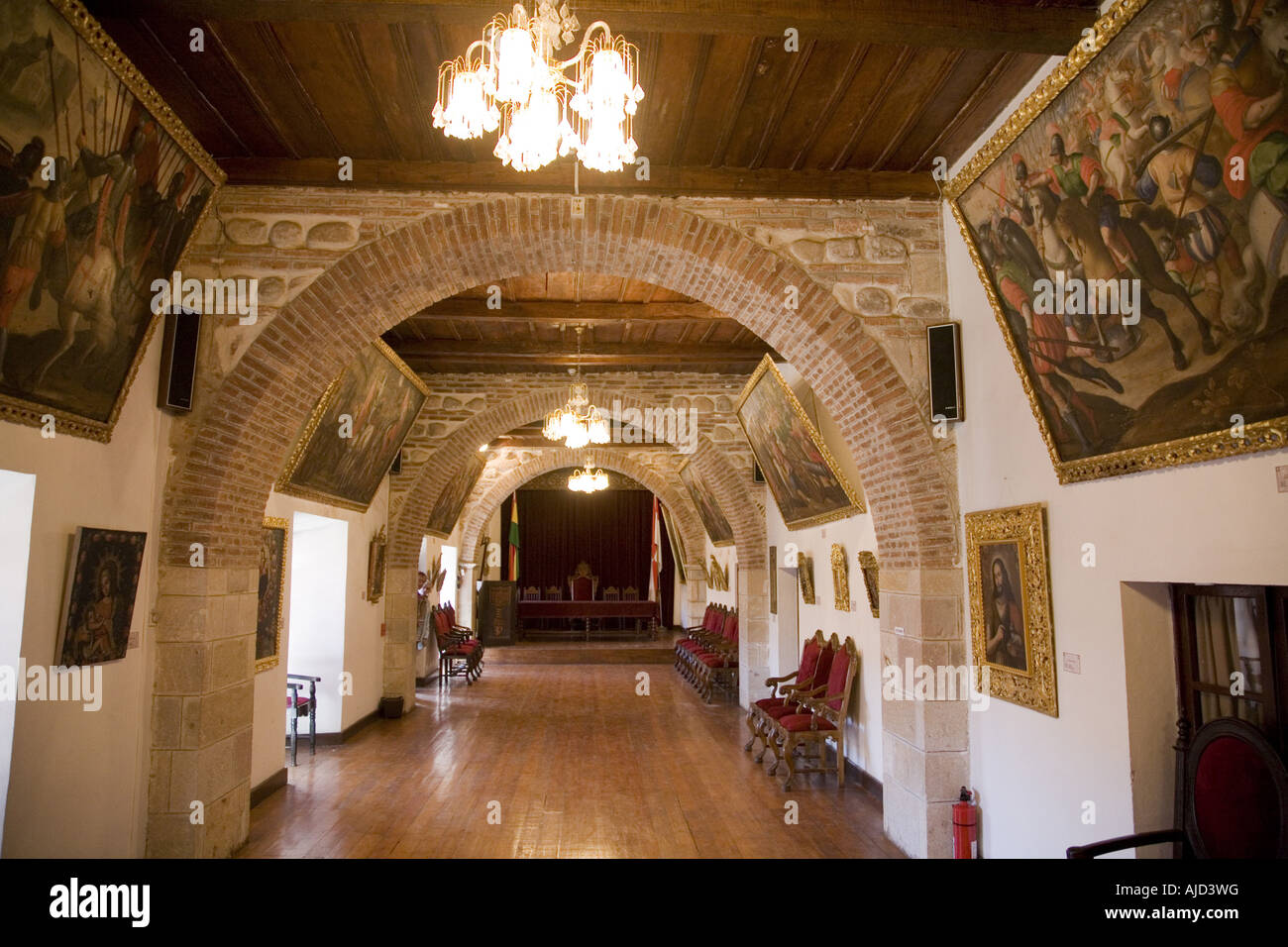 exhibition hall in der Casa Real de la Moneda von Potosi, Bolivia, Potosi Stock Photo