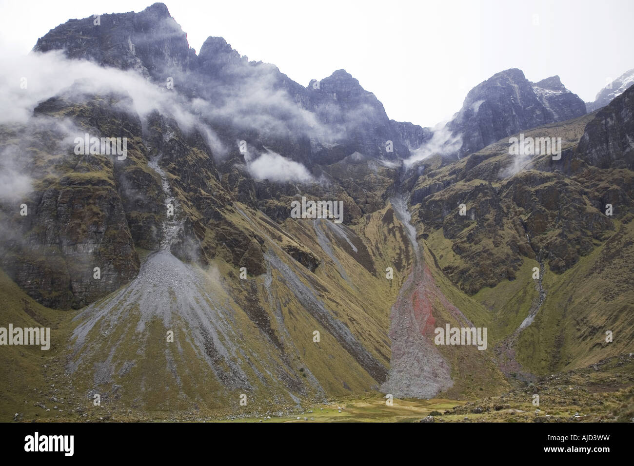 mountains with clouds in valley Zongo , Bolivia, La Paz Stock Photo