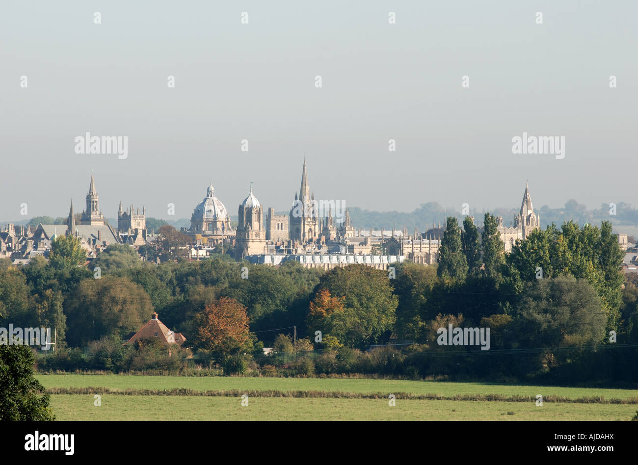Oxford spires seen from South Hinksey, Oxfordshire, England, UK Stock