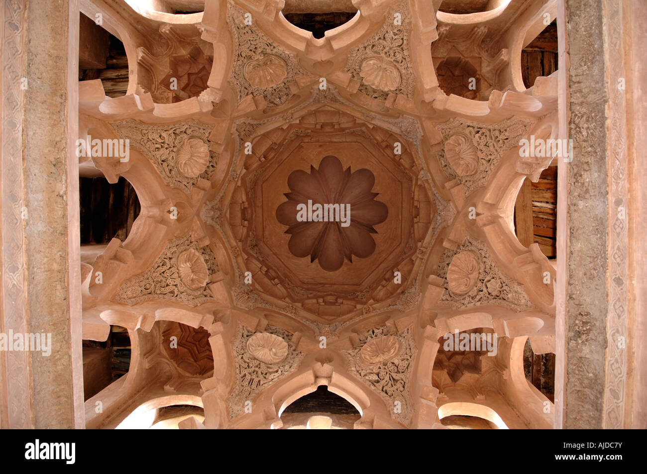 Interior stonework of the dome Koubba Ba'adiyn Marrakesh Morocco Stock Photo