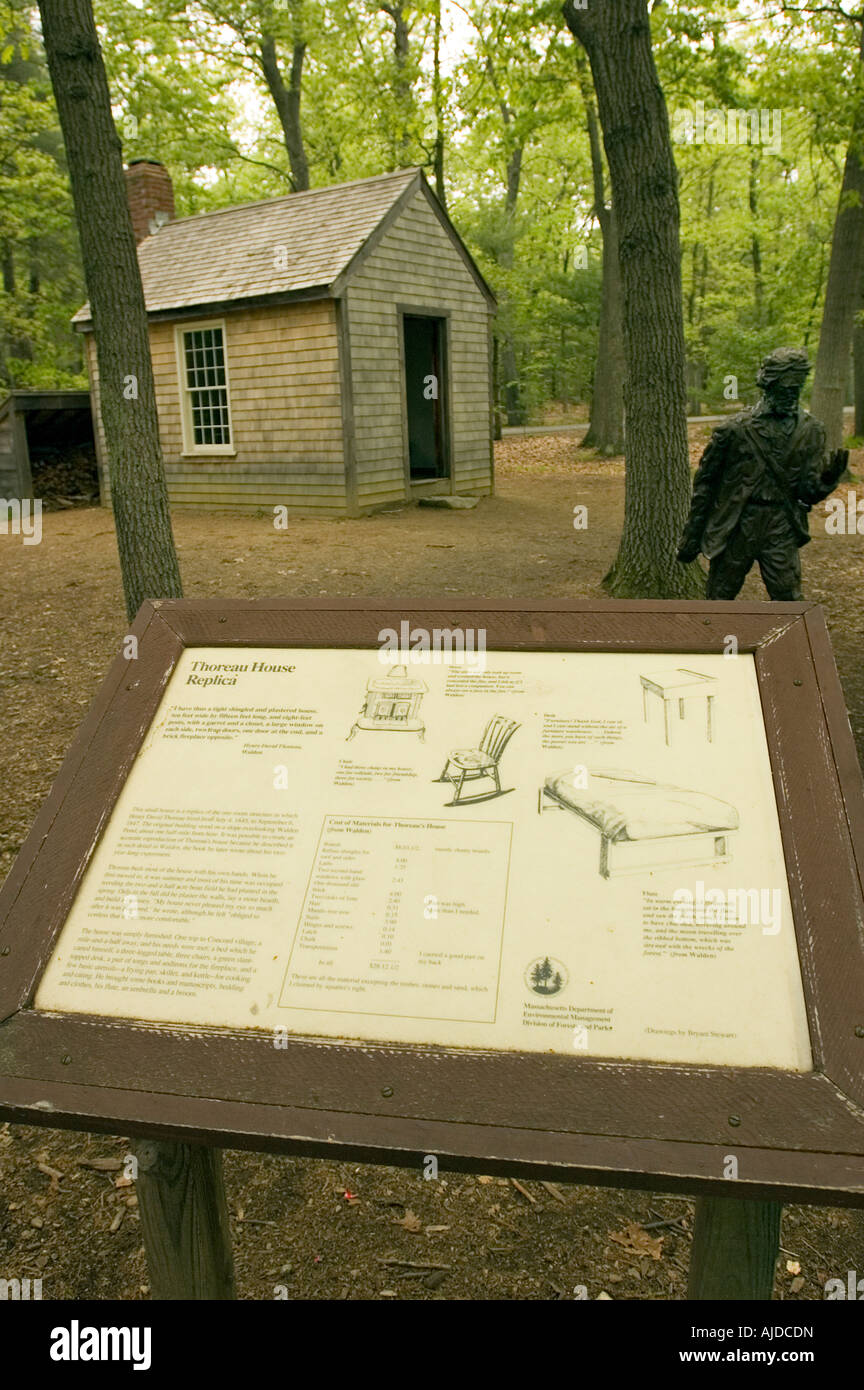 Concord MA Massachusetts Walden Pond State Reservation Replica of Henry David Thoreau s house Stock Photo