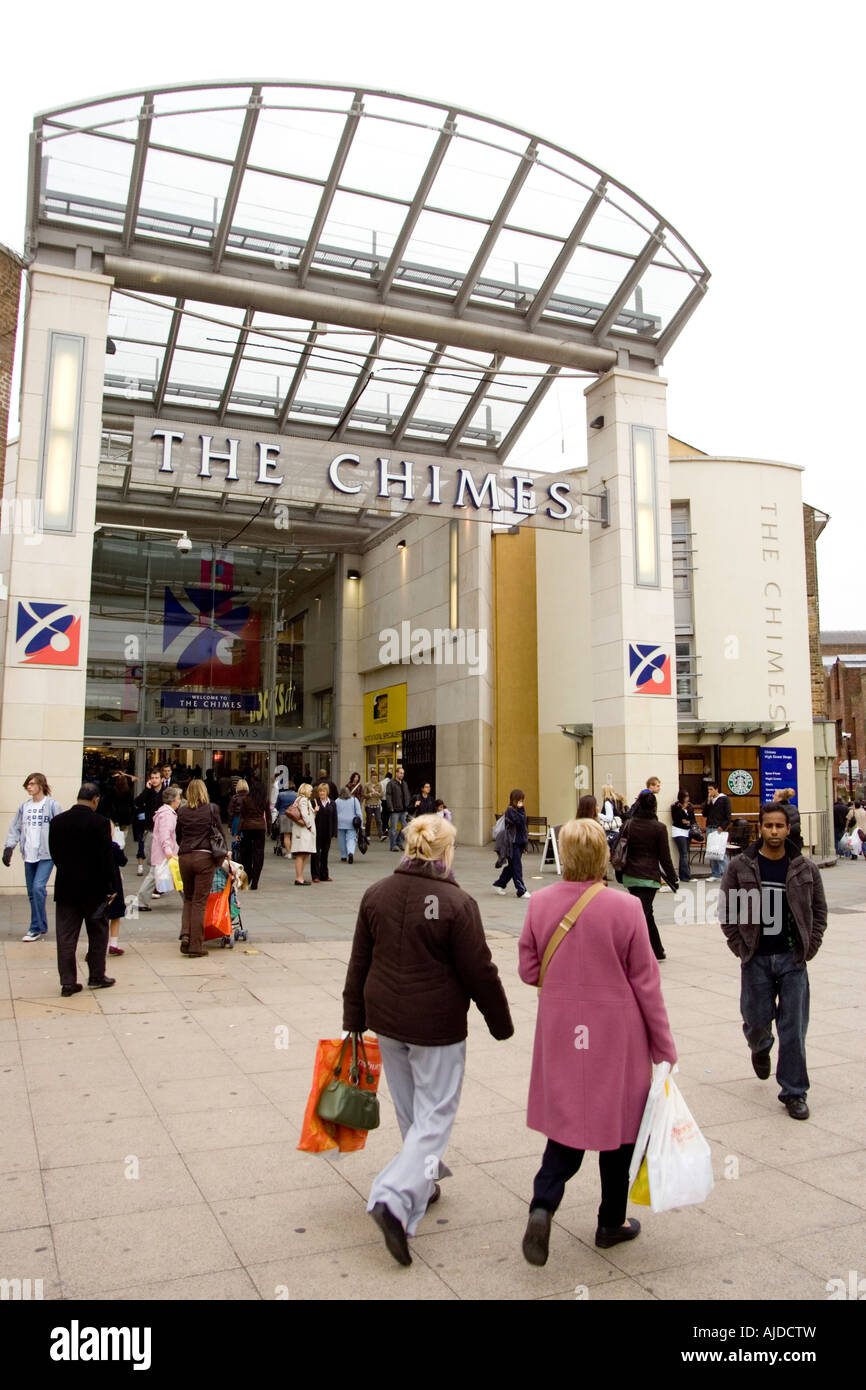 Entrance to The Chimes shopping centre in Uxbridge, London Stock Photo