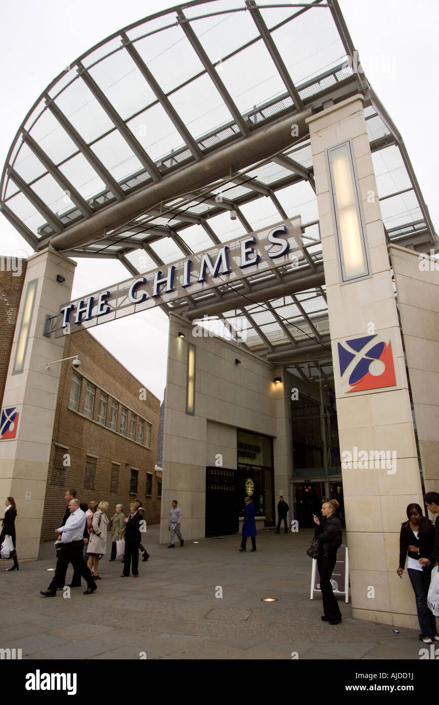 Entrance to The Chimes shopping centre in Uxbridge, London Stock Photo