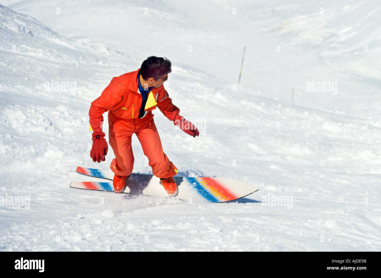 Snowboard La Plagne France Stock Photo