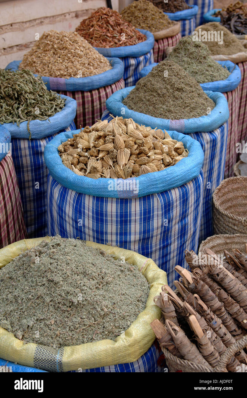 herbs and spices in the souk Marrakesh Morocco Stock Photo Alamy