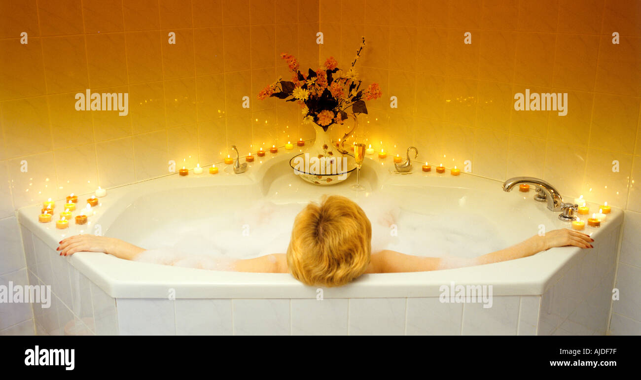 Woman in a bubble bath. Stock Photo