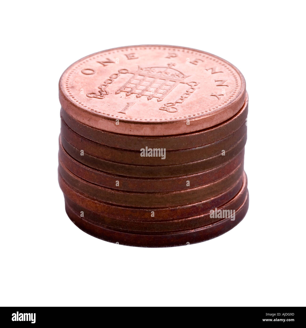 Pile of British pennies Stock Photo