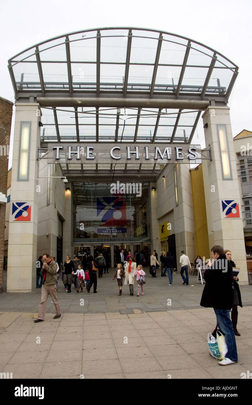 Entrance to The Chimes shopping centre in Uxbridge, London Stock Photo