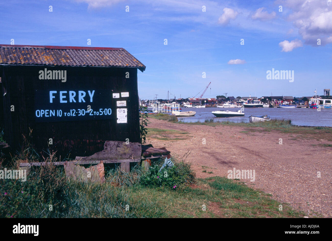 Walberswick ferry fishermen s sheds Suffolk England Stock Photo