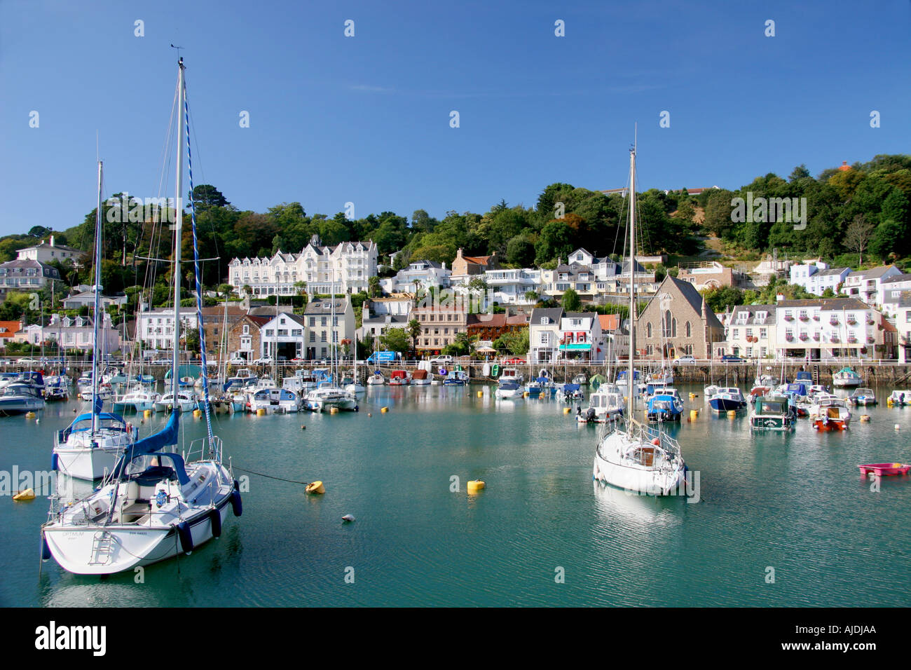 UK Channel Islands Jersey St Aubin s town and harbour Stock Photo - Alamy