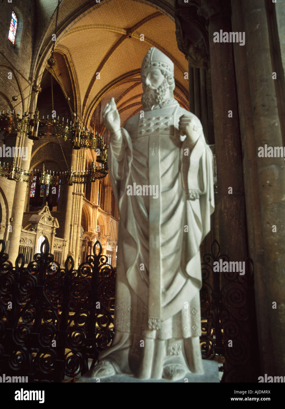 Reims France Basilica Of Saint Remi Statue Stock Photo Alamy